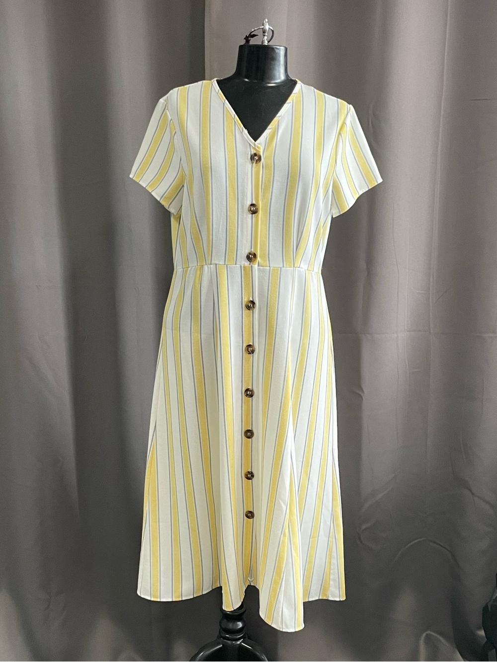 Yellow and white striped DownEast dress